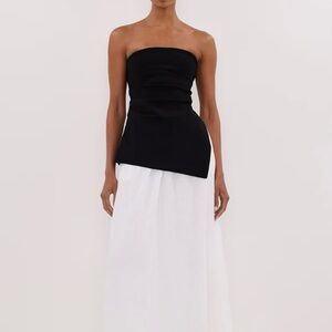 DISSH GEMIMA WHITE LINEN MIDI SKIRT